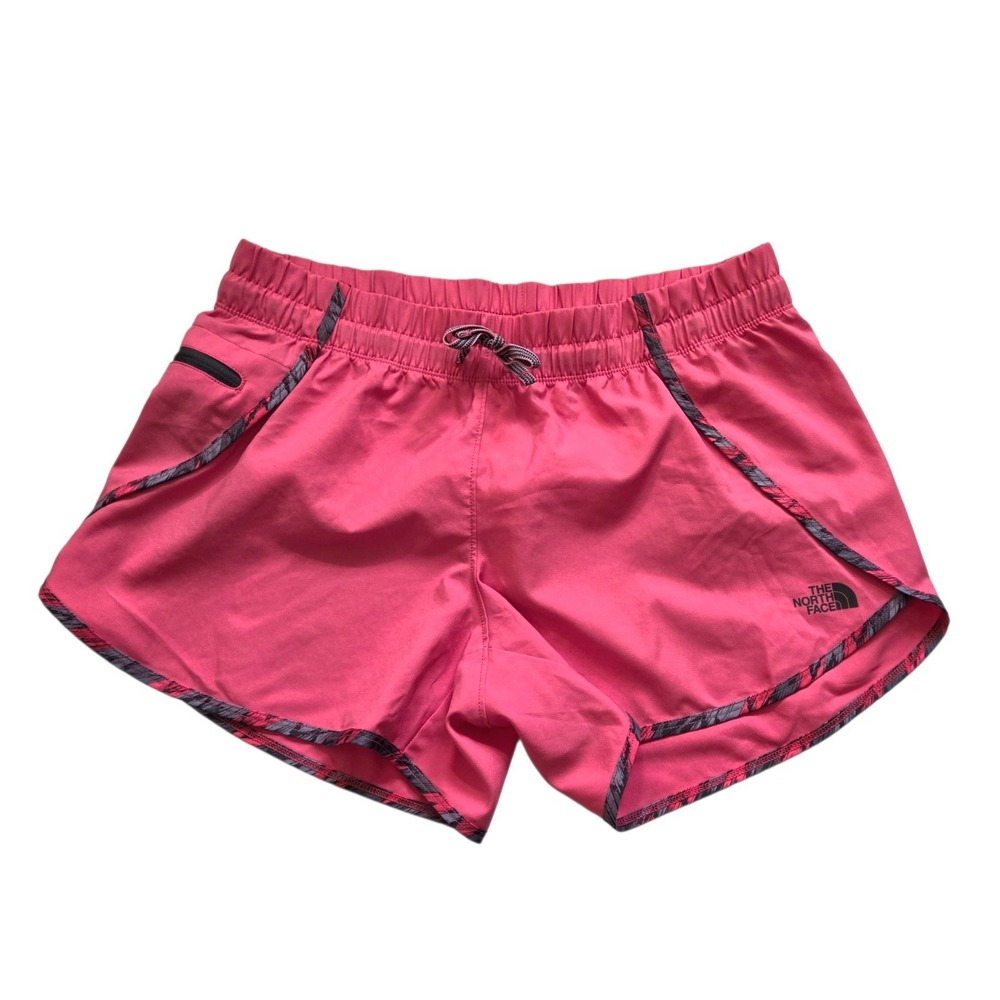 The North Face Running Active Shorts Pink Coral Mesh Zipper Pocket Women's L